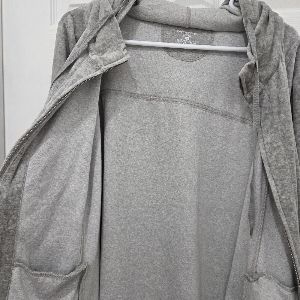 Jones New York Sport Velour Hoodie Gray Zip Front SZ 1X - Picture 11 of 15